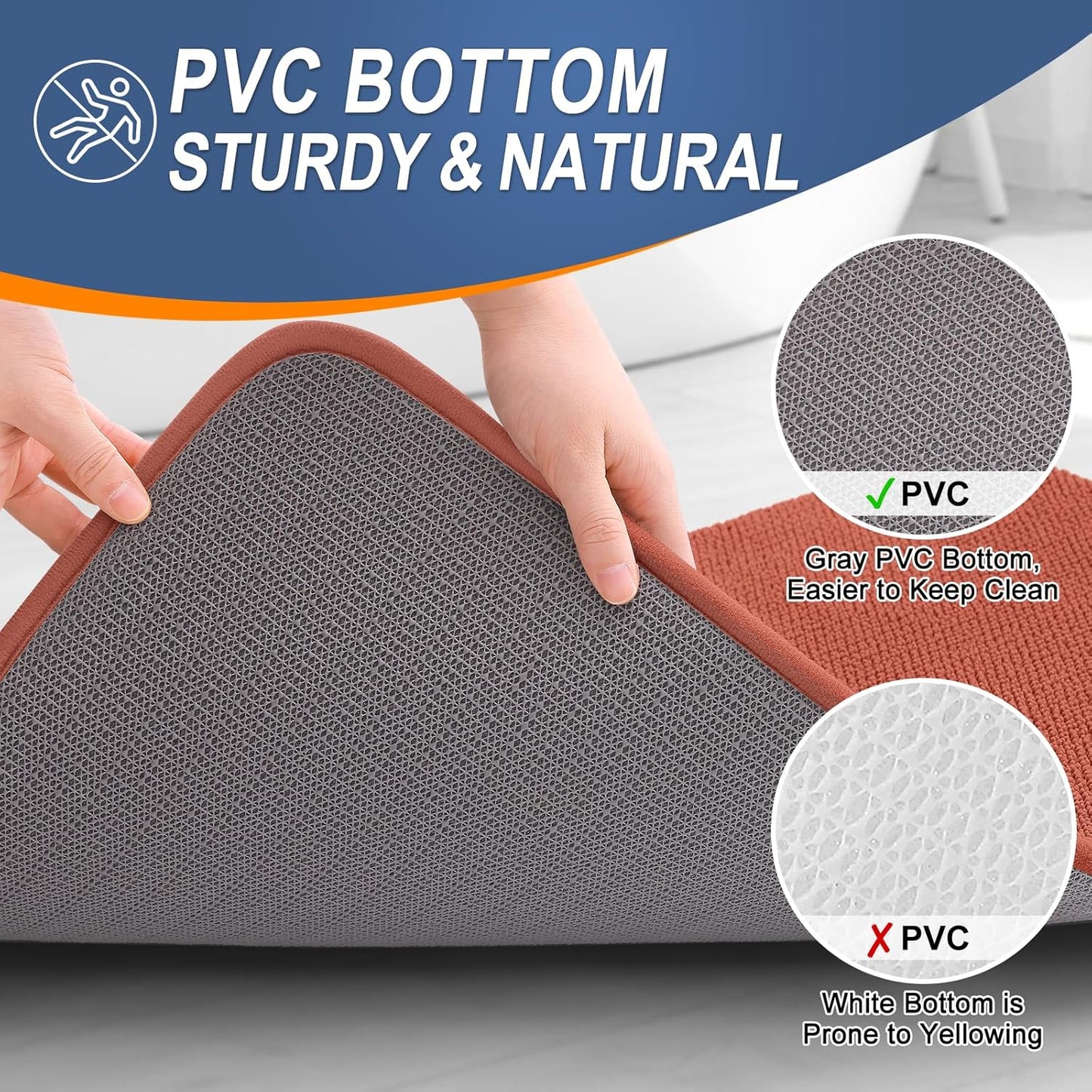 OLANLY Thick Memory Foam Bath Mat Rug 30x20, Extra Soft Absorbent Bathroom Rug, Quick Dry Bath Mats, Non-Slip, Machine Washable Carpet, Tub and Shower, Home Decor Accessories, Rustic Terracotta