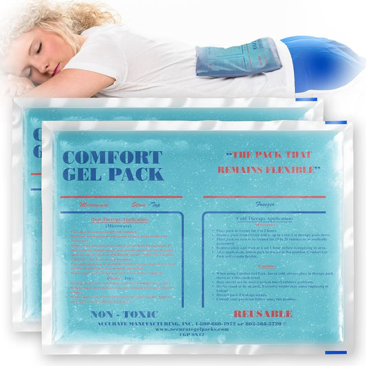 Flexible Reusable Gel Packs for Neck, Wrist, Arm, Back and Shoulder Pain Relief - Versatile Hot or Cold Gel Packs for Injuries, Sore Muscles or Toothache Pain Relief, Blue, 9" x 12", 2 Pack