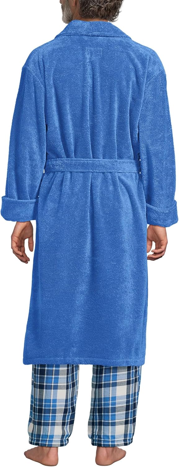 Lands' End Men's Calf Length Turkish Cotton Terry Bathrobe