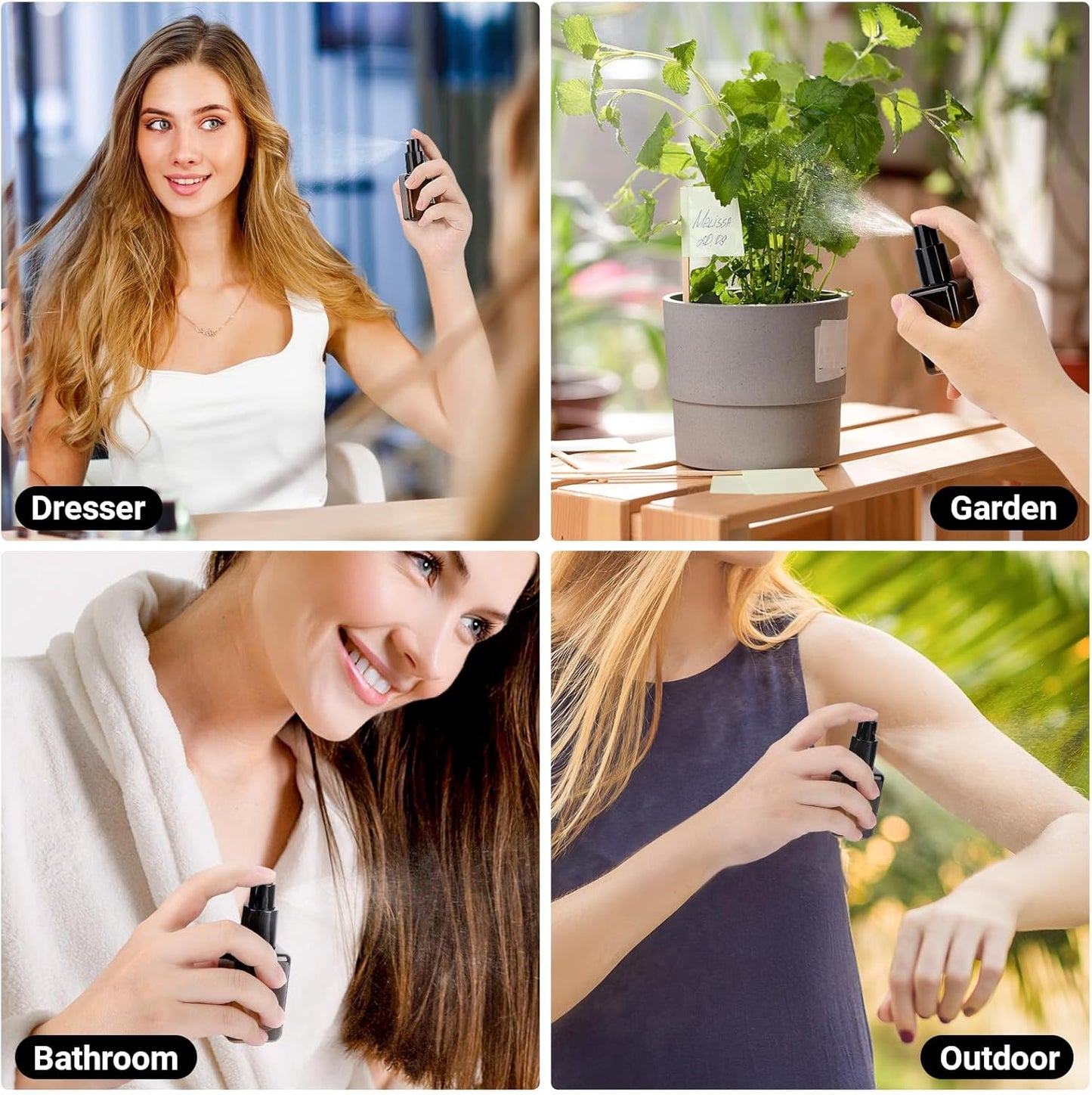 Segbeauty 1oz Fine Mist Amber Glass Spray Bottles, 2pcs Small Travel Size Spray Bottle Refillable Liquid Containers, 30ml Mini Glass Cosmetic Bottles for Travel, Empty Perfume Bottle Atomizer Sprayer