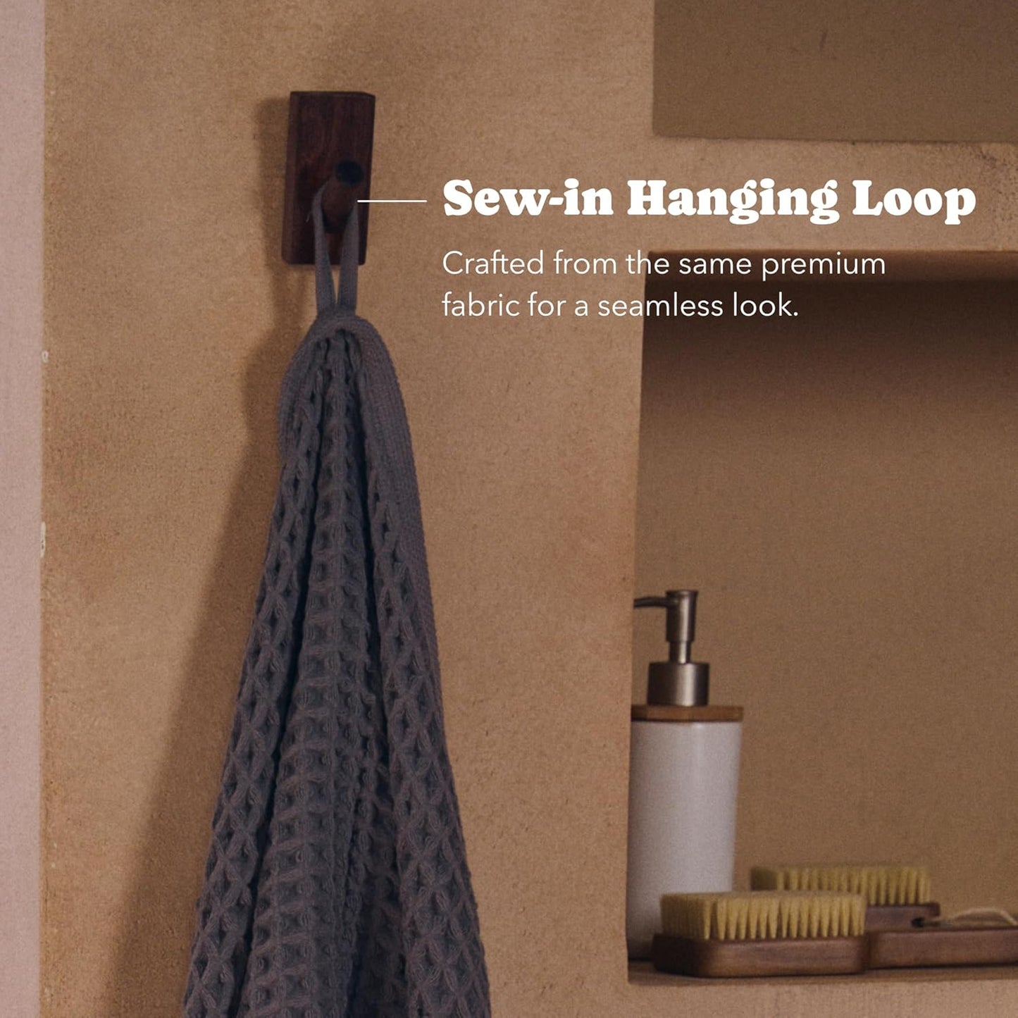 Luxury Japanese Cotton Waffle Bath Towel | Plush, Absorbent, and Quick Dry | Free Storage Bag Included (Smoke Grey, Bath Towel (55" x 34"))