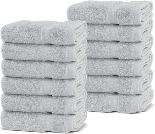 Chakir Turkish Linens | Hotel & Spa Quality 100% Cotton Premium Turkish Towels | Soft & Absorbent (12-Piece Washcloths, Silver Gray)
