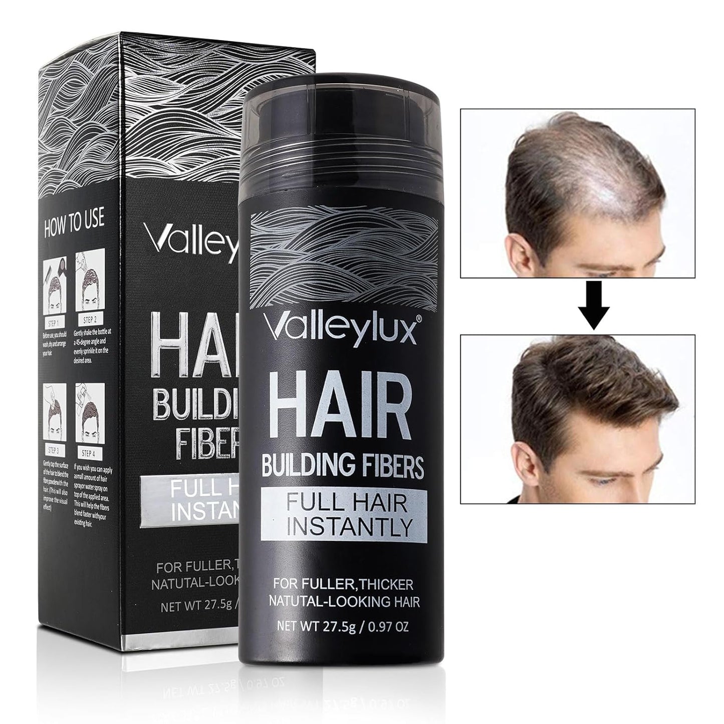 Hair Building Fibers for Thinning Hair with Spray Applicator Pump Nozzle, Natural Keratin & Undetectable, Instantly Fuller, Thicker Look, Conceals Hair Loss in Seconds, Hair Powder for Women & Men