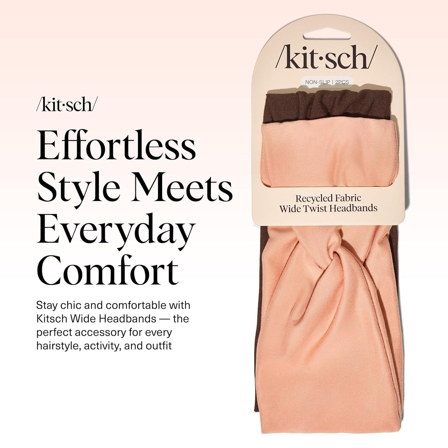 Kitsch Wide Headbands for Women - Fashion Sports Headband for Workout, Yoga, Gym, Running, Exercise | Stretchy Head Bands for Women’s Hair | Hair Accessories | Ideal Gifts for Women - Rosewood, 2pcs