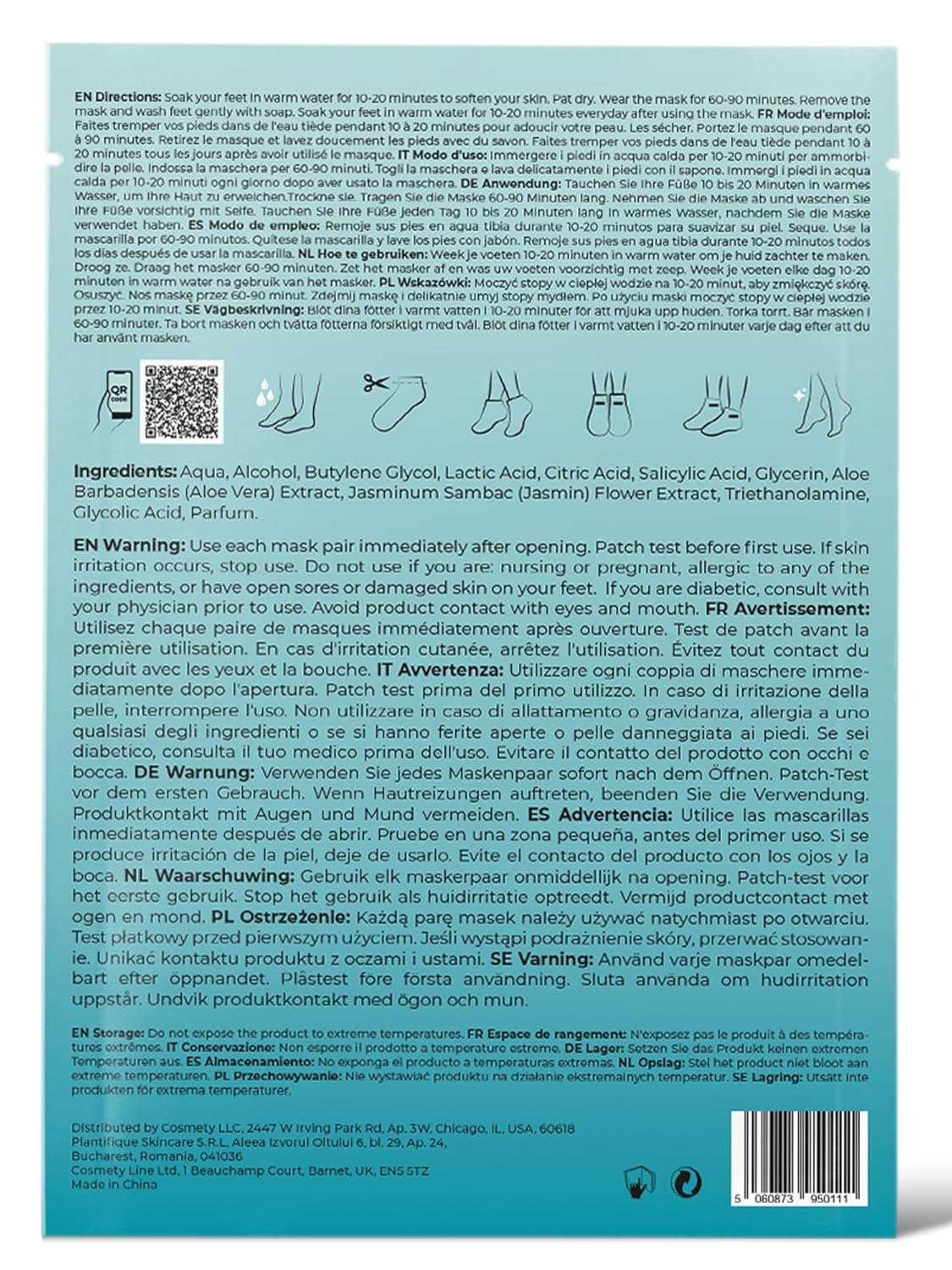 PLANTIFIQUE Foot Peeling Mask 1 Pack | Dermatologically Tested Repairs Heels & Removes Dry Dead Skin for Baby Soft Feet | Exfoliating Foot Peel Mask for Dry Cracked Feet | Jasmine