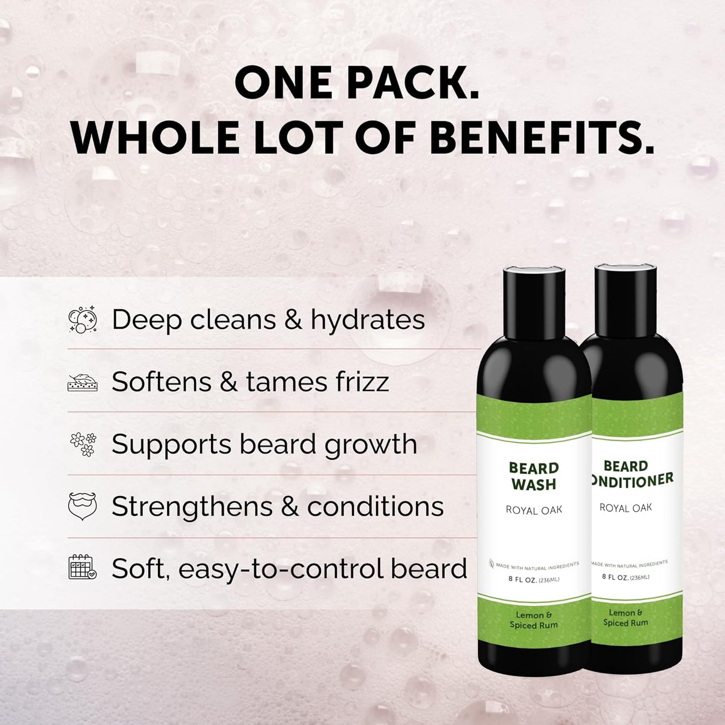 Detroit Grooming Co. Beard Wash & Conditioner Bundle – The Ultimate Beard Kit with Biotin & Argan Oil – Fresh Cherry Tobacco Scent – 8 oz Each (Royal Oak)