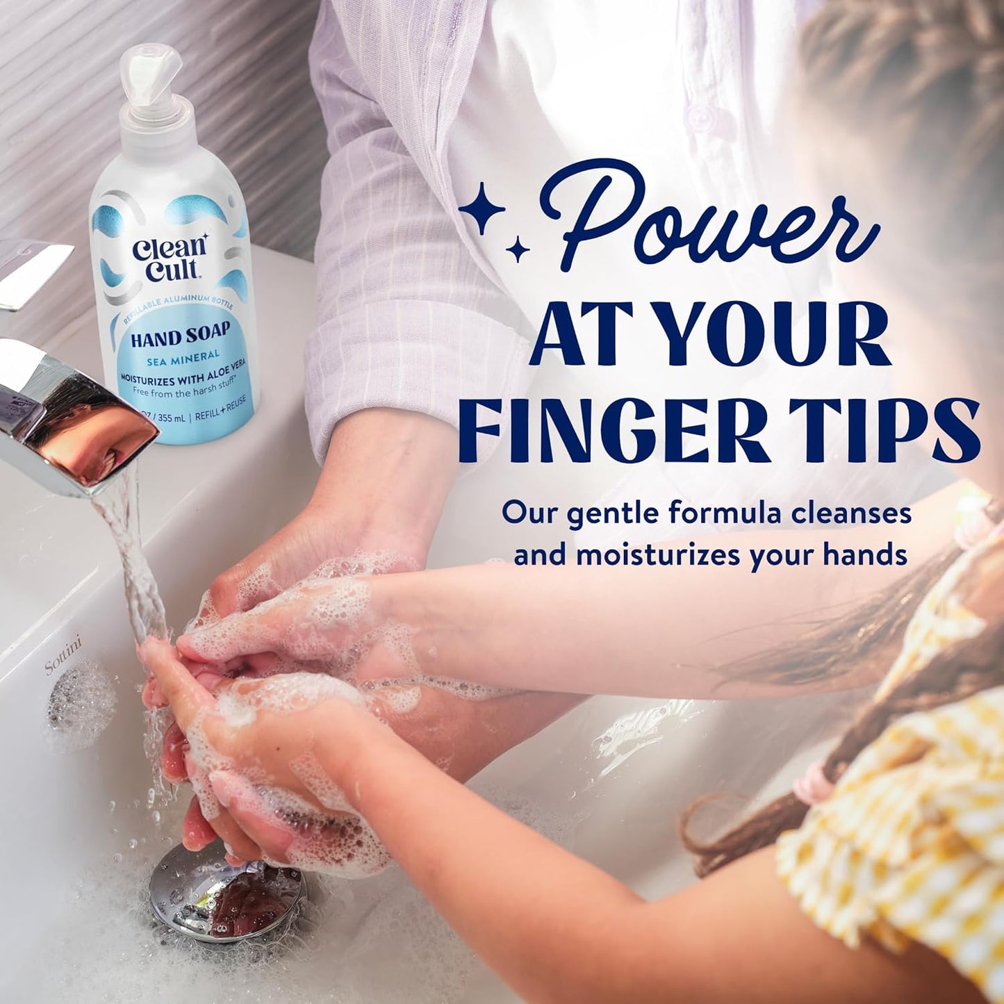 Cleancult Liquid Hand Soap Refill - Sea Minerals - Gentle On Sensitive Skin - Made with Aloe Vera & Essential Oils - Eco Friendly - Paper-Based Packaging - 32 oz/1 Pack