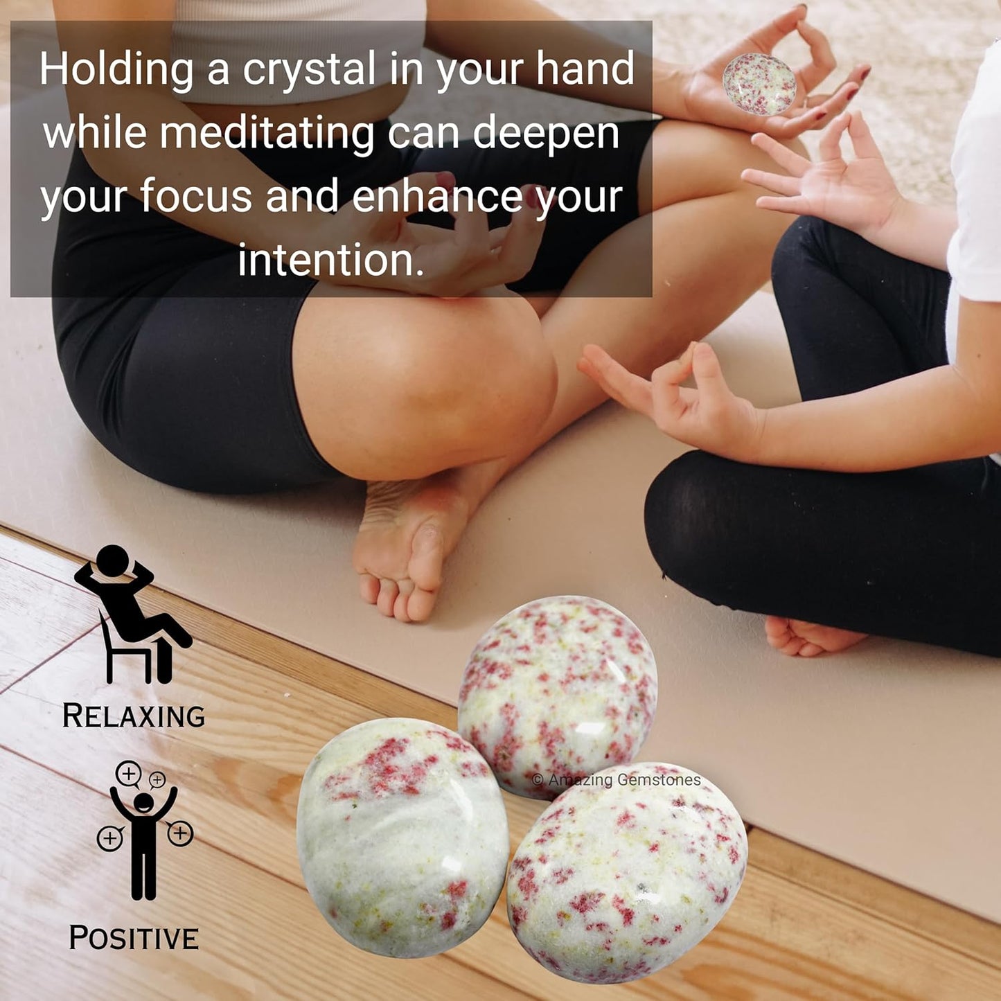 Amazing Gemstone Cinnabarite Crystals and Healing Stones - Large Palm Stone Crystals Piedra - Crystal for Good Luck, Balanced Positive Energy, Meditation - Unique Stocking Stuffers Gifts for Women