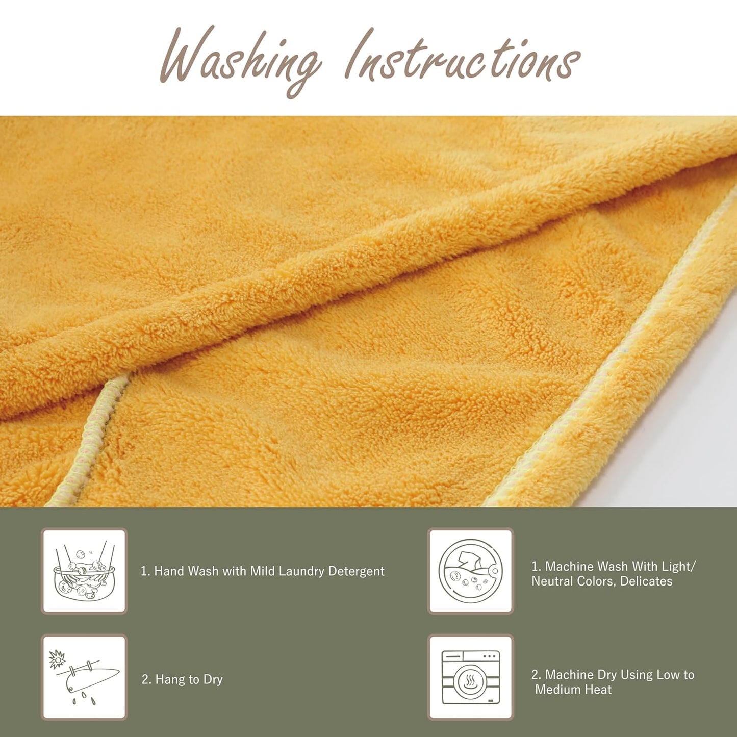 myHomeBody Hair Towel Wrap, Luxury Quick Drying Turban, Ultra Soft Absorbent Charcoal Fiber Cap, with Coconut Shell Button– Mango