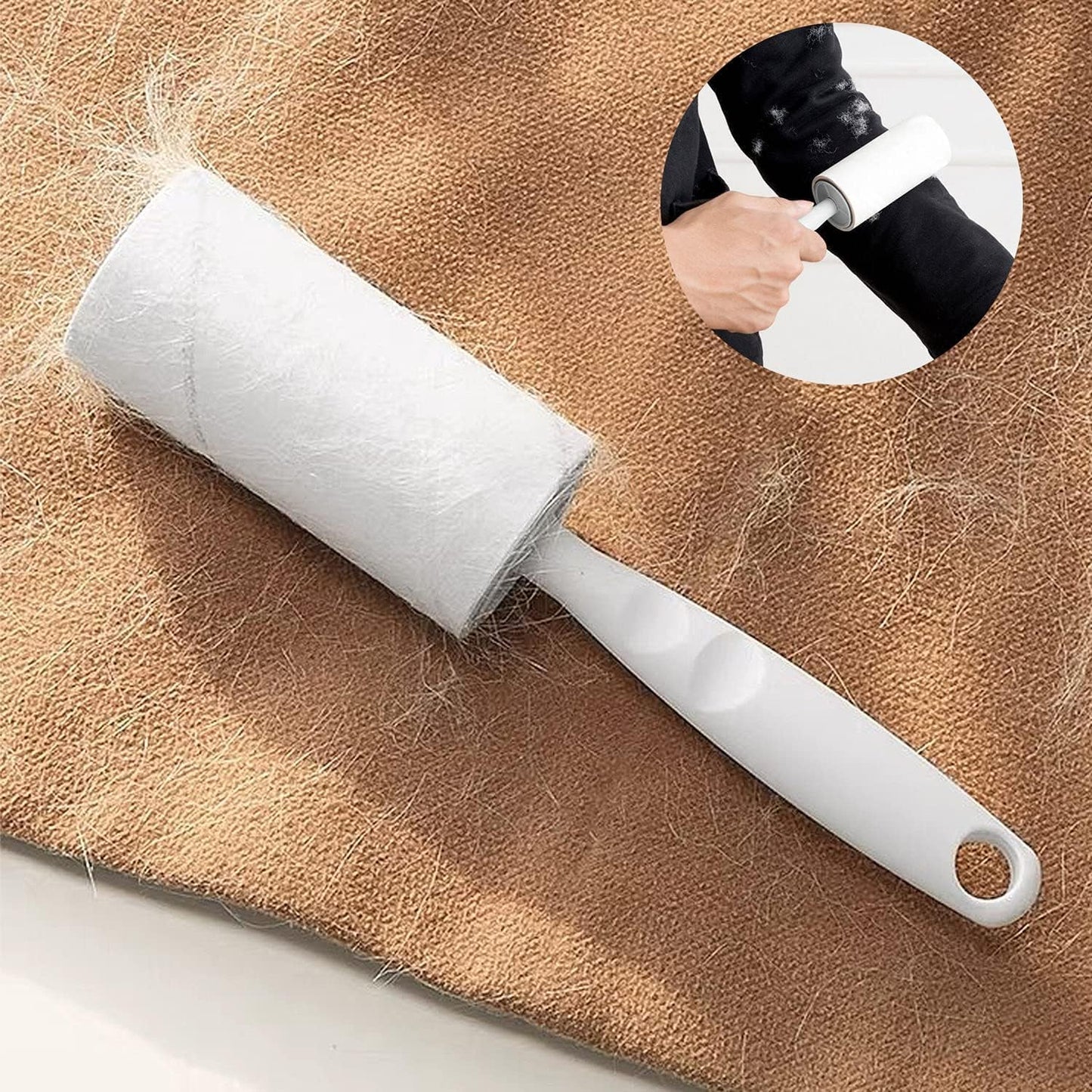 MELERIO Lint Rollers 6 Refills Full 420 Sheets with 1 Protective Cover Holder,1 Handle with 6 Extra Sticky Lint Roller Set for Clothes, Sofa, Bed, Carpet, Lint Roller for Pet Cat Hair Dog Hair, Dust