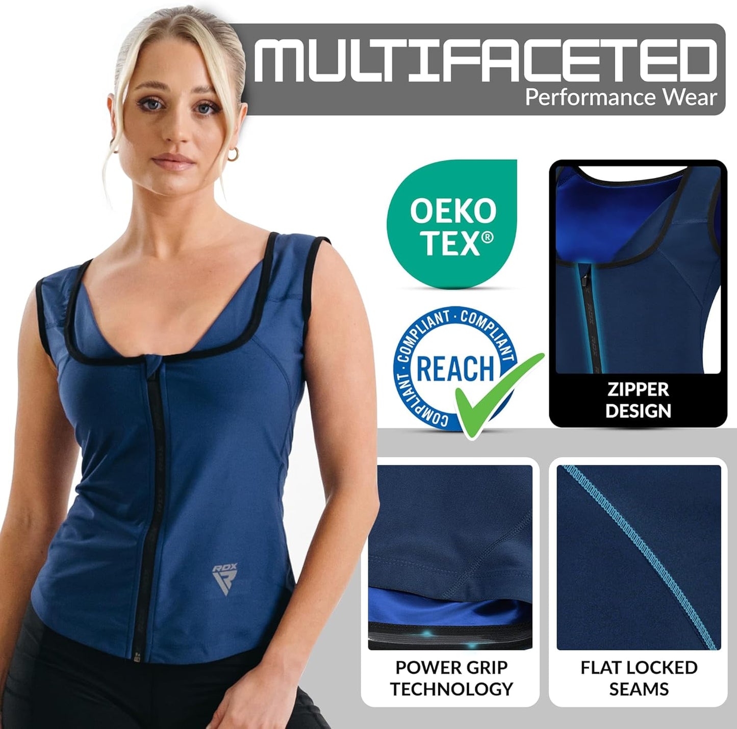 RDX Women’s Sauna Vest Heat Trapping Sweat Waist Trainer - Reach Oeko TEX 100 Certified Body Shaper