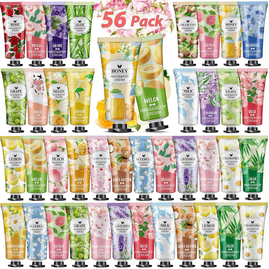 56 Pack Hand Cream Gifts Set, Stocking Stuffers for Women, Bulk Hand Lotion Travel Size for Dry Cracked Hands, Mini Hand Lotion for Christmas Gifts, Bridal Shower Favors and Small Gifts for Women