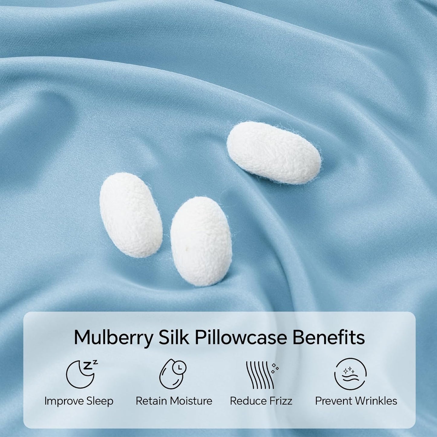 INFIIXSO Mulberry Silk Pillowcase for Hair and Skin, Silk Pillow Cases Standard Size with Hidden Zipper 20x26 Inches, Super Smooth and Soft Cooling Pillow Cases for Hot Sleepers(Light Blue, 1 Pack)