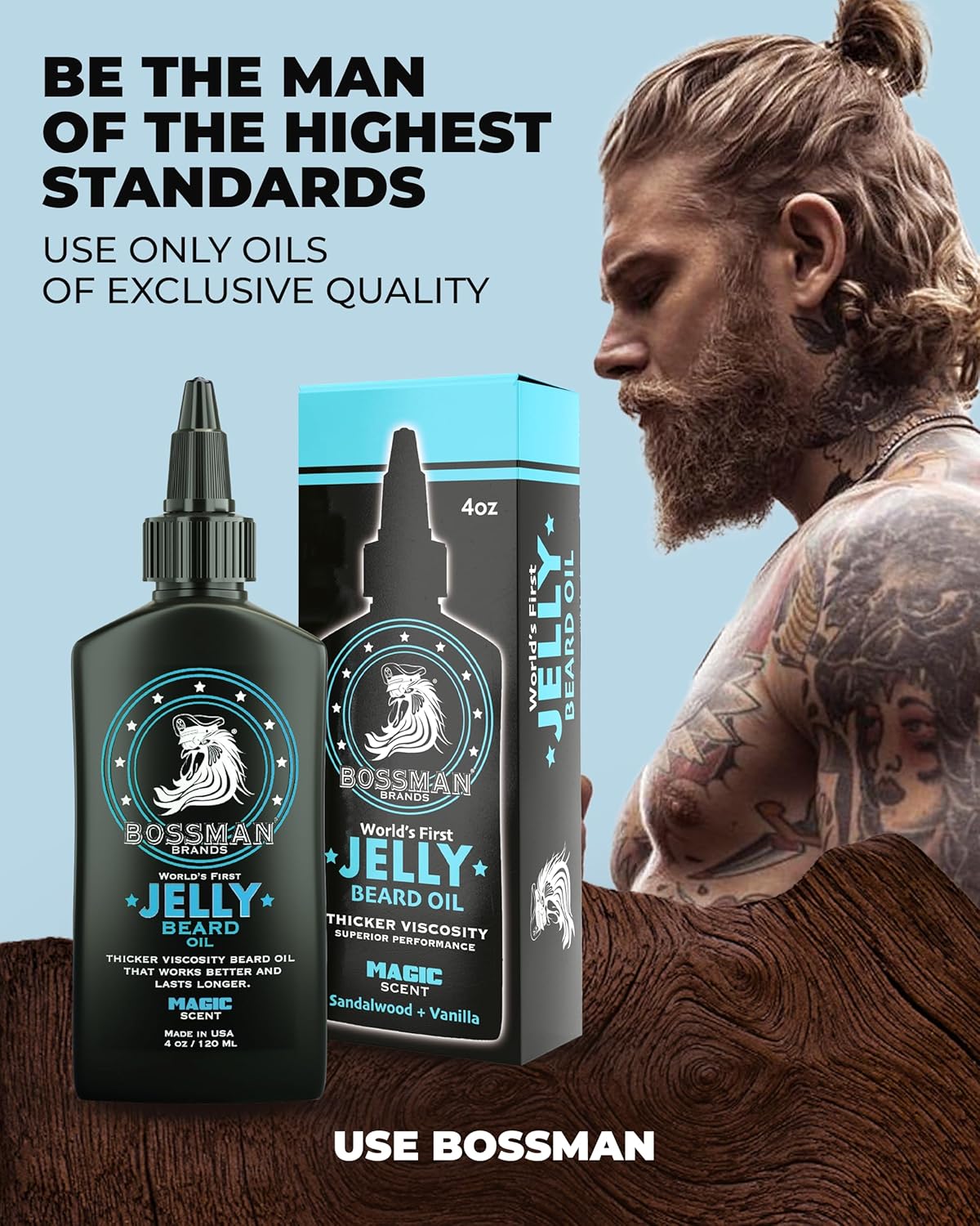 Bossman Jelly Beard Oil for Men (4 oz, Magic Scent) – Softens, Moisturizes & Conditions with Natural Ingredients