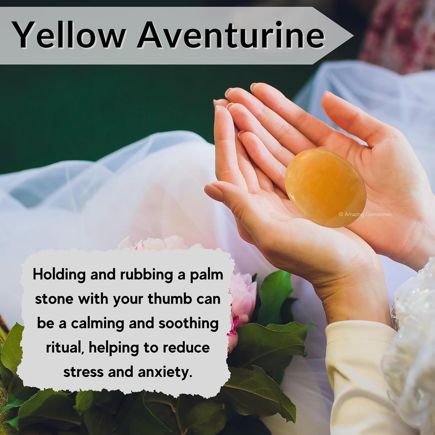 Amazing Gemstone Yellow Aventurine Crystals and Healing Stones - Large Palm Stone Crystals Piedra - Crystal for Good Luck, Positive Energy, Meditation - Unique Stocking Stuffers and Birthday Gifts