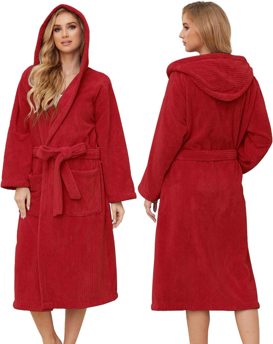 Hooded Bathrobes for Women, Soft Long Towel Robes for Women - Quick Dry yet Warm