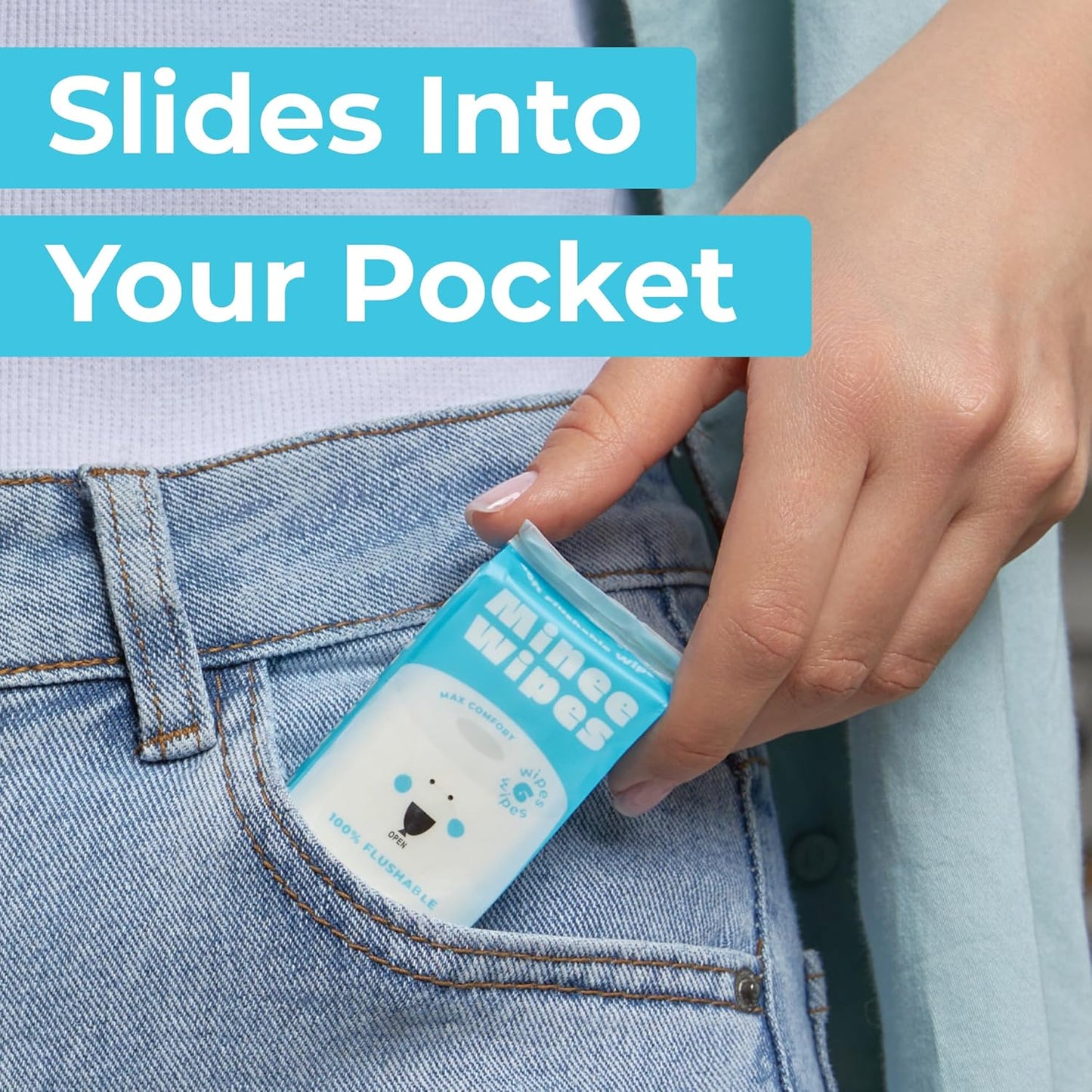 Impossibly Compact Travel Flushable Wipes - 99.5% Water and Aloe - Safe for Sensitive Skin, Hypoallergenic & Unscented - Travel Essentials for Adults, Kids & Baby Care - 8 Pack Total 48 Wipes