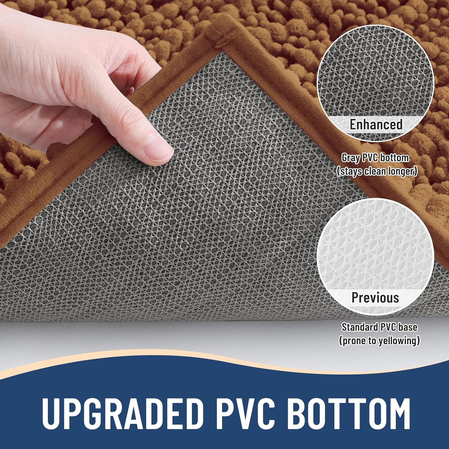 Arotive Luxury Chenille Bathroom Rug Mat, Extra Soft Thick Absorbent Shaggy Bath Rugs, Non-Slip Machine Wash Dry, Plush Bath Mats for Bathroom, Shower and Tub, 36x24, Ochre