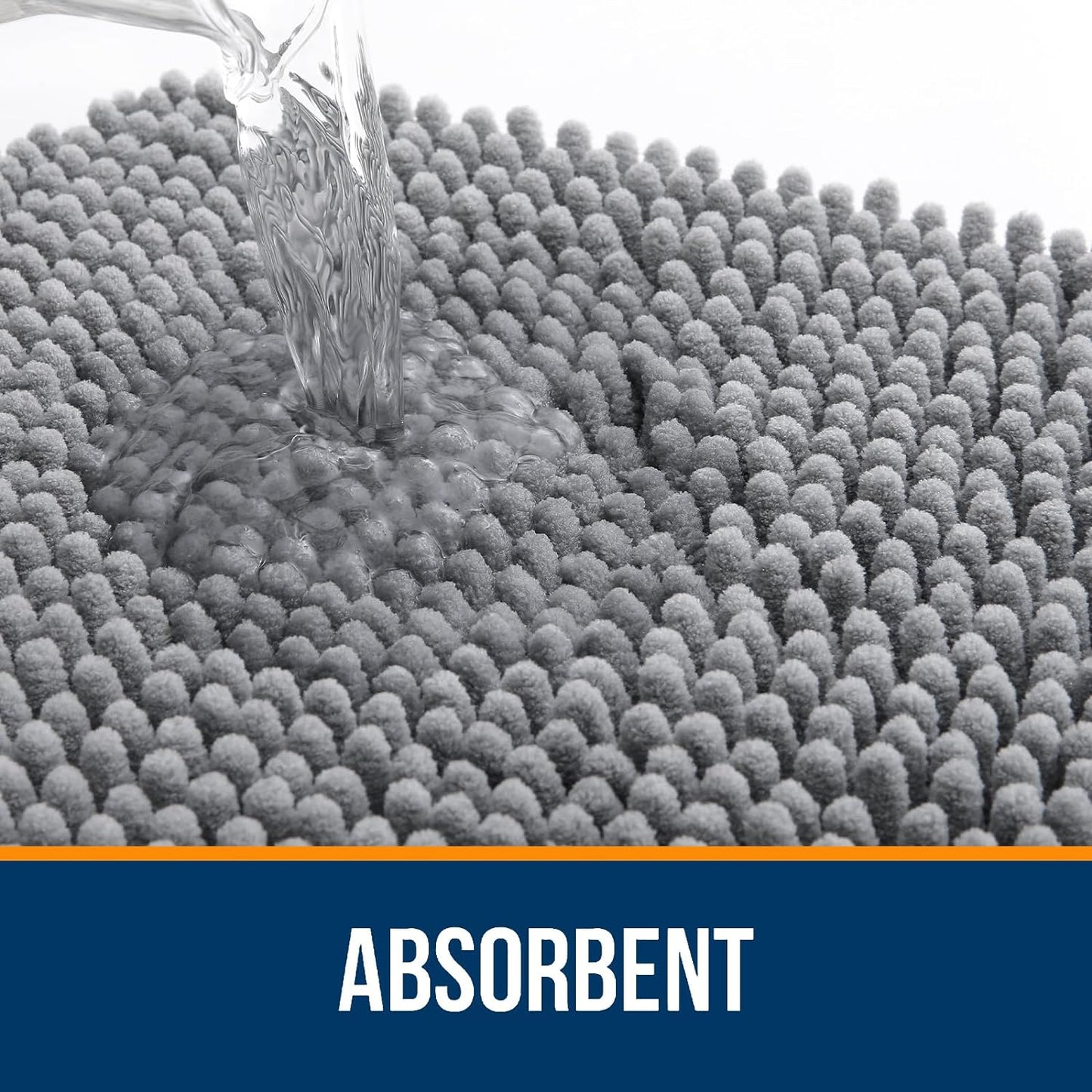 OLANLY Bathroom Rugs 44x24, Extra Soft Absorbent Chenille Bath Rugs, Rubber Backing Quick Dry, Machine Washable Bath Mats for Bathroom Floor, Tub and Shower, Home Decor Accessories, Grey