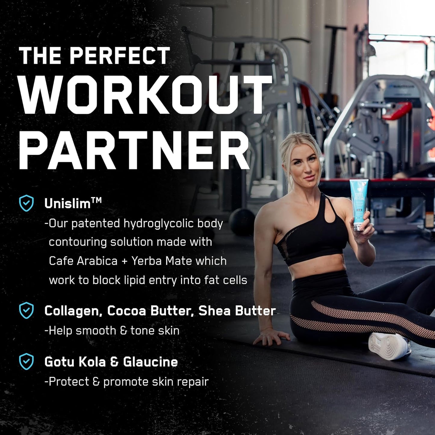 SteelFit Firming Body Lotion - Contouring & Skin Tightening Cream for Body - Firm & Tone Cellulite Remover for Legs Belly & Saggy Skin - Nourishing & Soothing with Shea & Cocoa Butter - Iced Cranberry