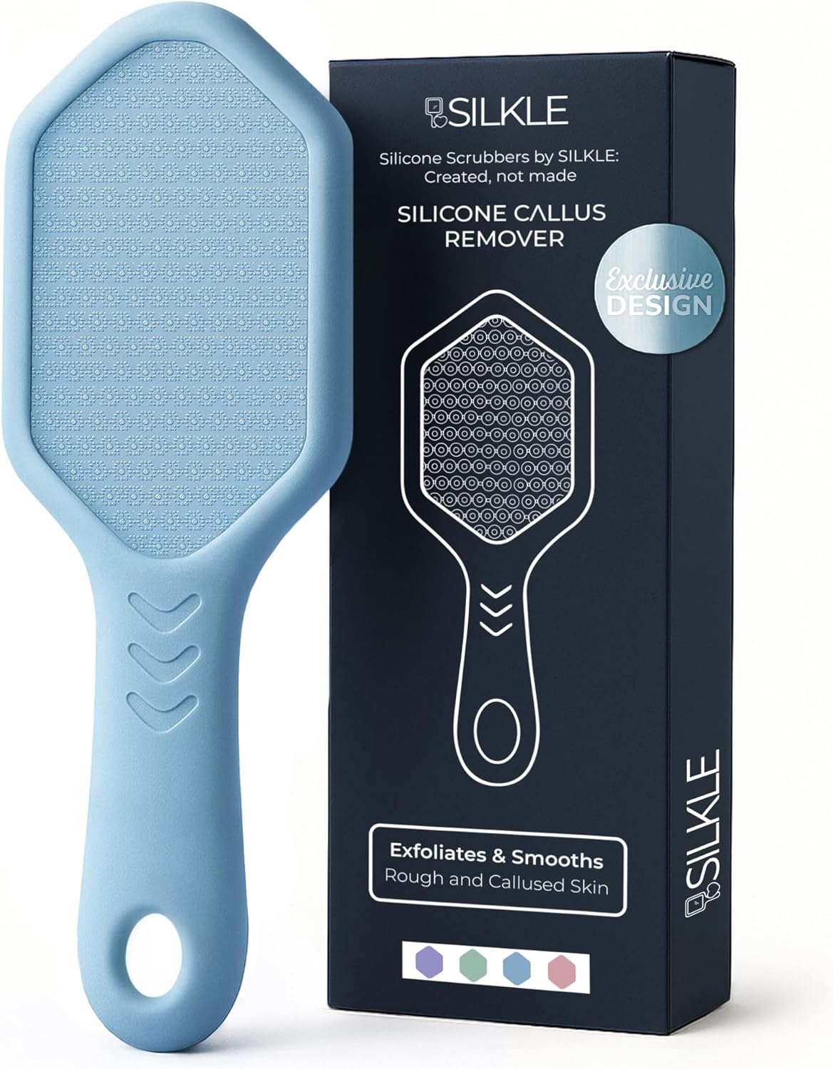 Silicone Foot Callus Remover - Nano Glass Foot File for Dead Skin and Cracked Heels - Callus Remover for Feet & Hard Skin - Ergonomic Foot Scrubber & Exfoliator for Soft, Smooth Feet - Blue