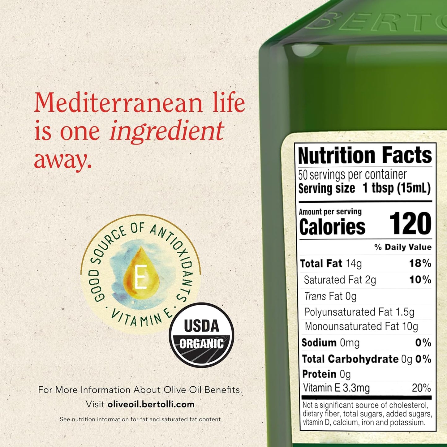 Bertolli Organic Extra Virgin Olive Oil, Rich Taste, 25.36 fl oz