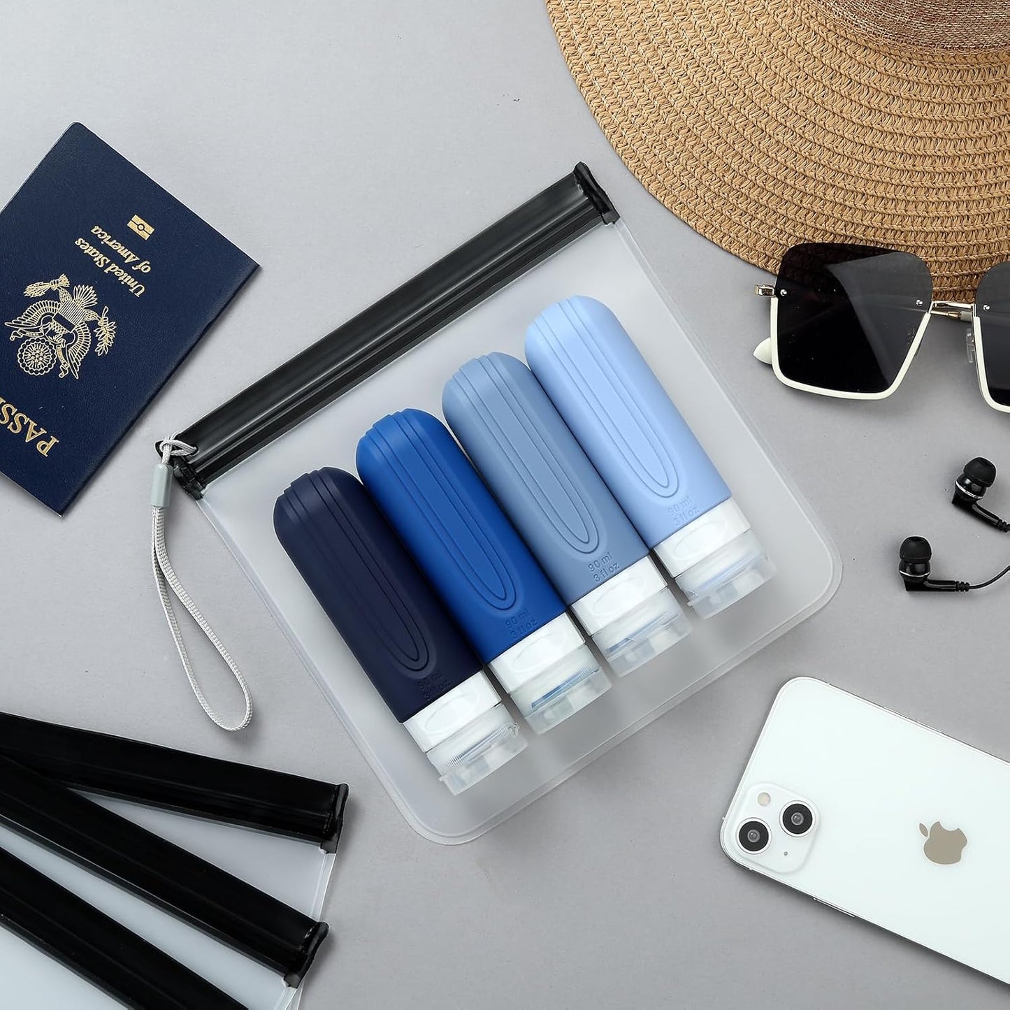 Clear Toiletry Bag, 4 Pack TSA Approved Security Travel Toiletry Bag Carry on Travel Accessories Bag Airport Airline Quart Size Bags Water Repellent Makeup Cosmetic Bag for Women