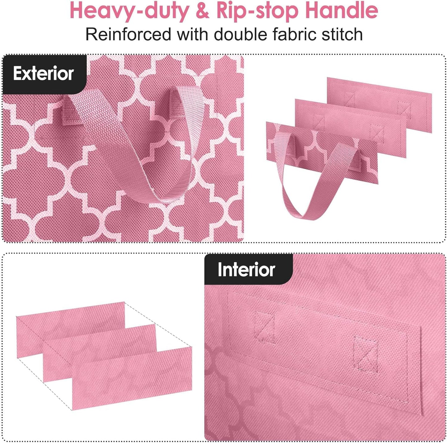 WISELIFE Storage Bags 3 Pack/100L Large Blanket Clothes Organization and Storage Containers for Comforters,Bedding, Foldable Organizer with Reinforced Handle, Clear Window, Sturdy Zippers,Pink