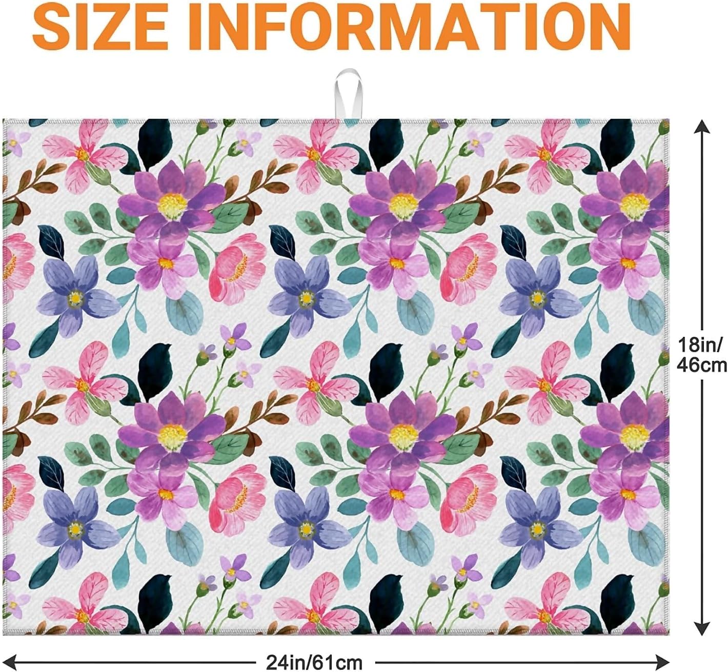 Dish Drying Mat For Kitchen Counter, Colorful Summer Pansy Flowers Microfiber Absorbent Dish Drainer Rack Pad Reusable Large 18x24in Drying Mat