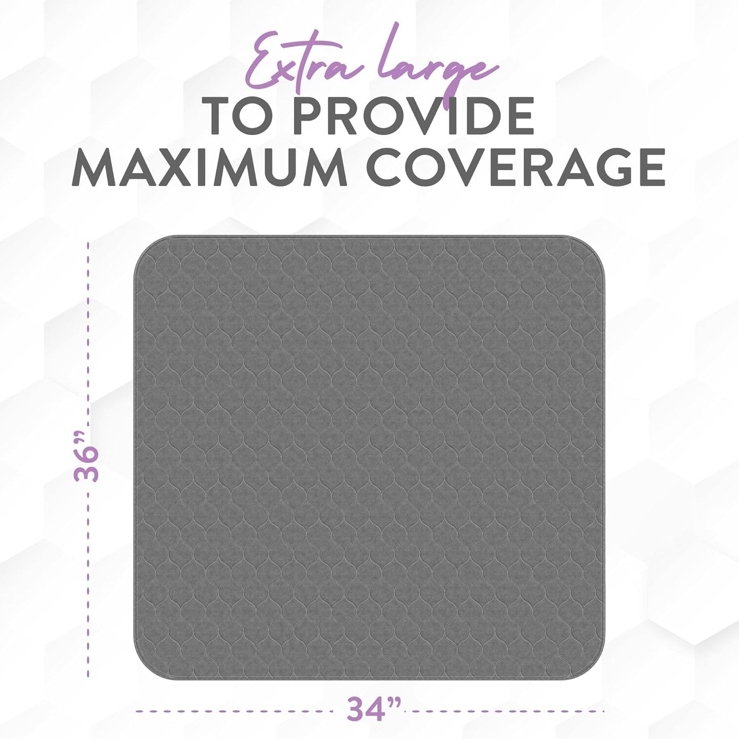 Inspire Underpads | Stain Hiding Gray Reusable Incontinence Bed Pads | Waterproof Mattress Pad | for Adults Babies and Dogs (34 X 36 - 6 Pack)