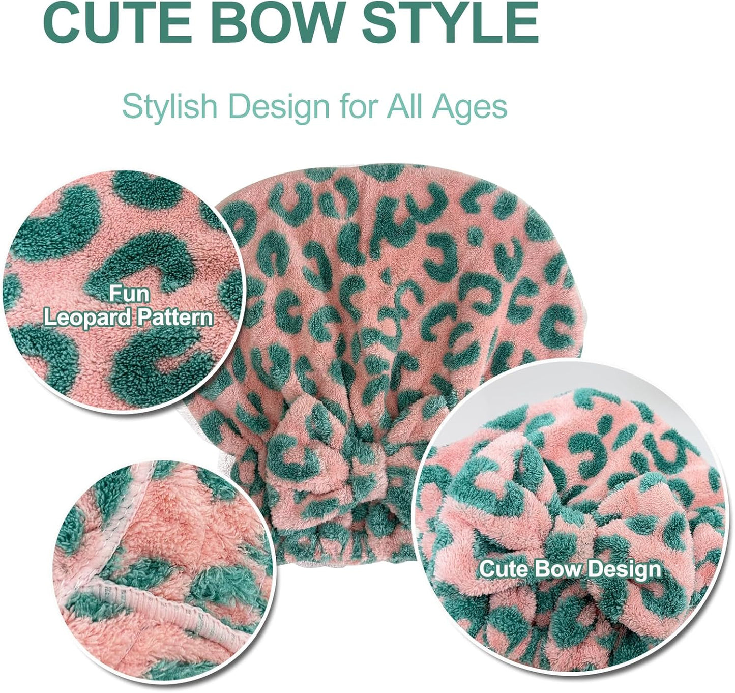 Jseng 3Packs Microfiber Hair Towel for Women - Quick-Drying, Super Absorbent Hair Wrap with Bow Design, Soft Hair Towel Turban for Curly Long Wet Hair