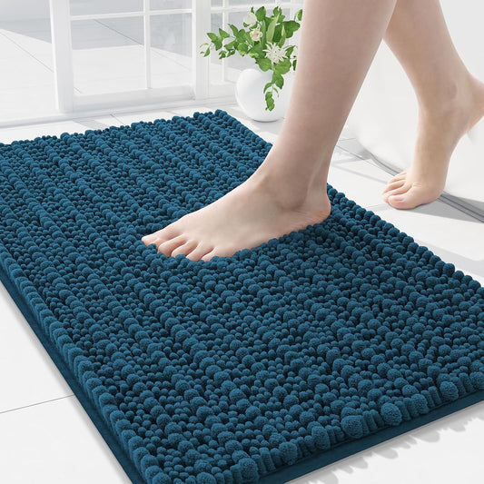 Arotive Luxury Chenille Bathroom Rug Mat, Extra Soft Thick Absorbent Shaggy Bath Rugs, Non-Slip Machine Wash Dry, Plush Bath Mats for Bathroom, Shower and Tub, 36x24, Peacock Blue