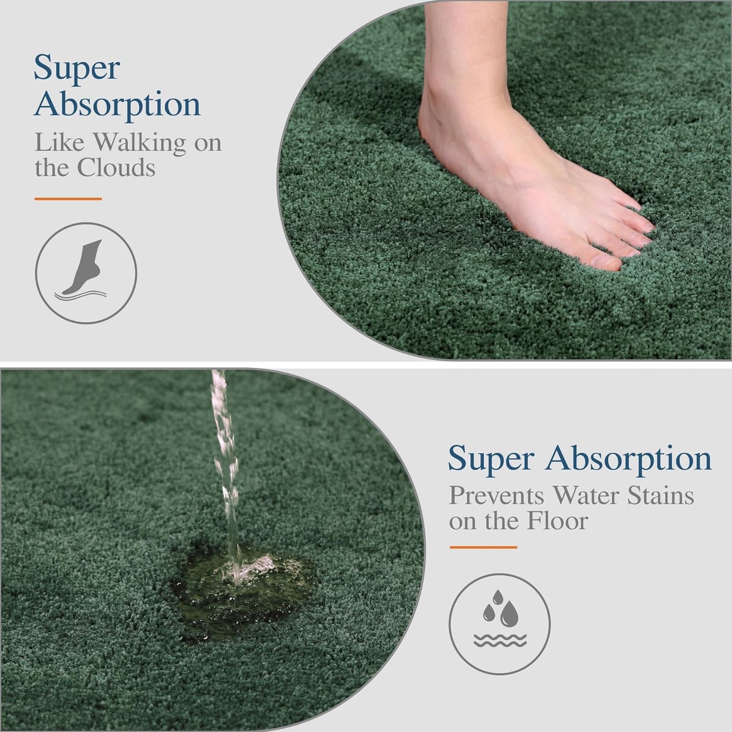 Walensee Contour Rug (20x24, Hunter Green) Non Slip Bath Mat, Soft Microfiber Shaggy Mat, Machine Washable U Shape Toilet Rug