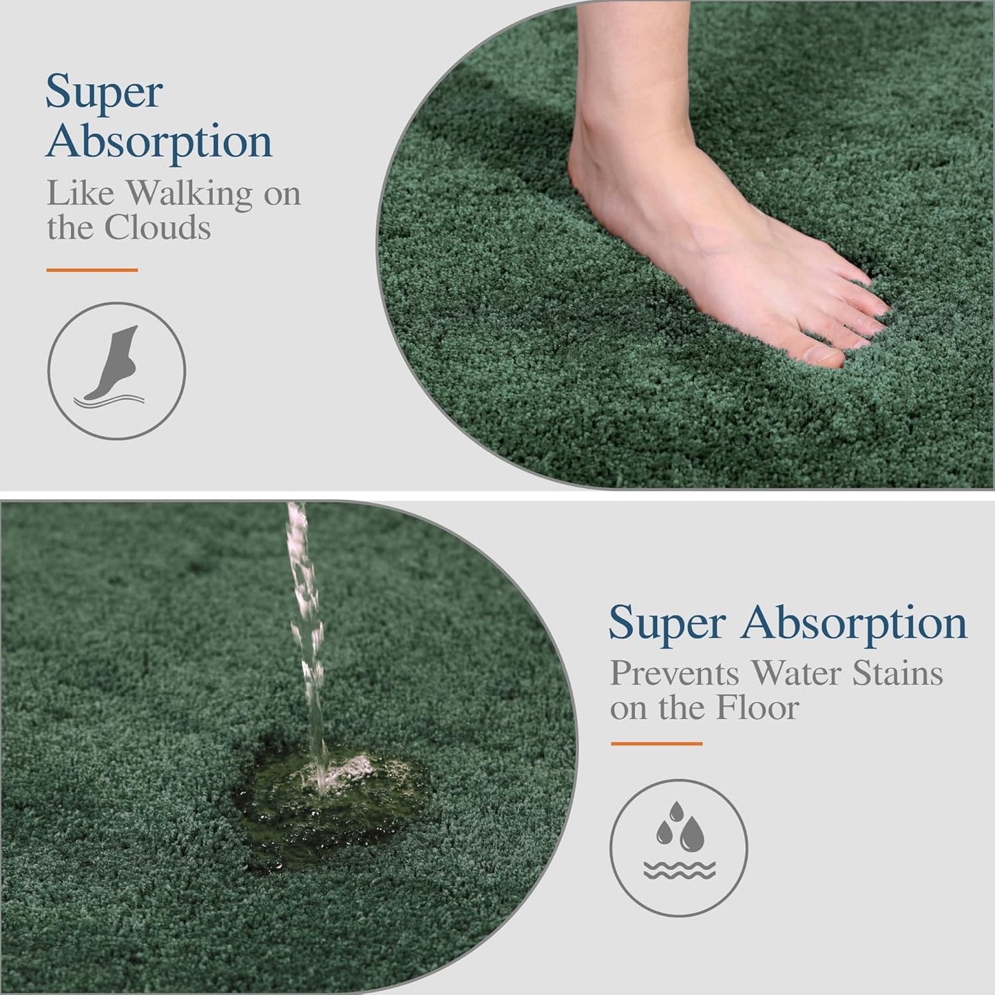 Walensee Bathroom Rug (24 x 72, Hunter Green) - Extra Soft, Absorbent Shaggy Microfiber Bath Mat, Non Slip, Machine Washable, Luxury Bathroom Floor Mat