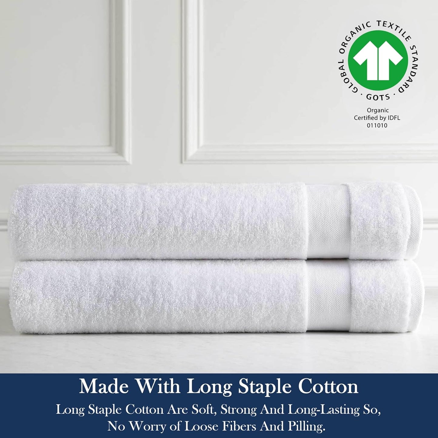 Delara Organic Cotton Luxuriously Plush Hand Towel Pack of 2 | GOTS & OEKO-TEX Certified | Premium Hotel Quality Towels | Feather Touch Technology|650 GSM Long Staple|Soft, Quick Dry & Ultra-Absorbent