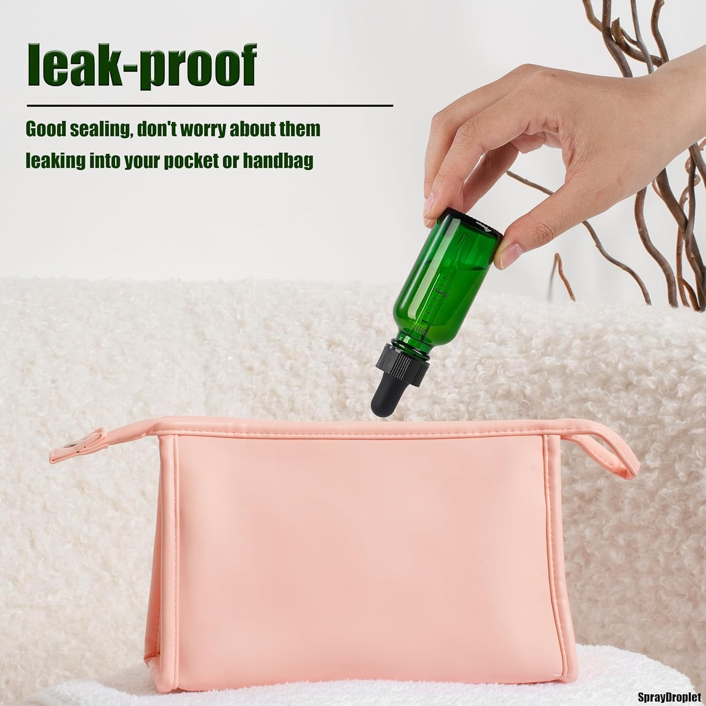 48 Pcs, 1oz Glass Dropper Bottle, Leakproof Tincture Bottles with Dropper, Green Reusable Eye Dropper Bottle for All Kinds of Liquids (Green, 1oz-48pcs)