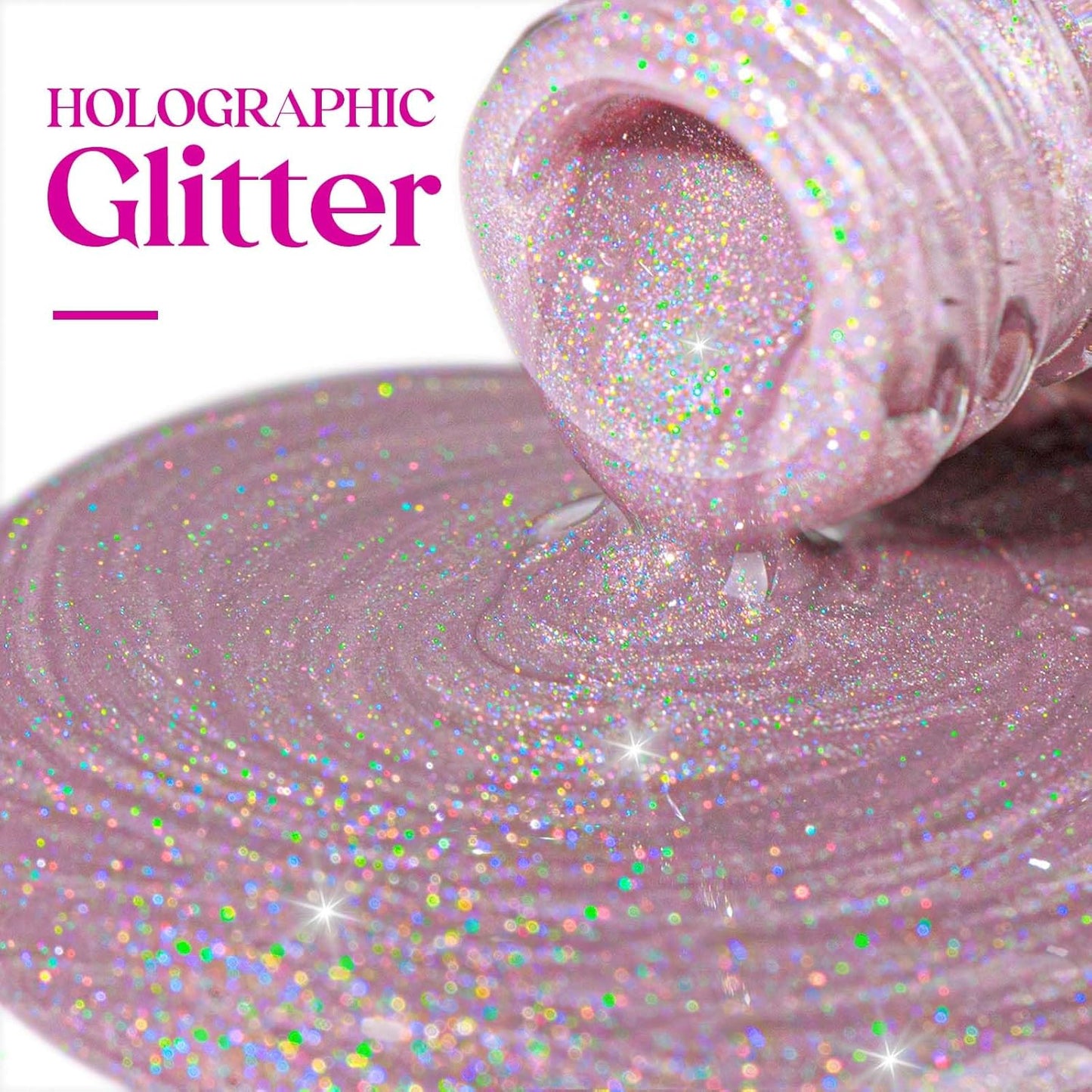 MIZHSE Holographic Nail Polish, Light Purple Glitter Nail Polish Air Dry Fast, 15ml/0.5 fl oz High Glossy Shimmer Nail Pigment Laser Oil-based Nail Lacquer Chrome Halo Nail Art Salon Manicure at Home