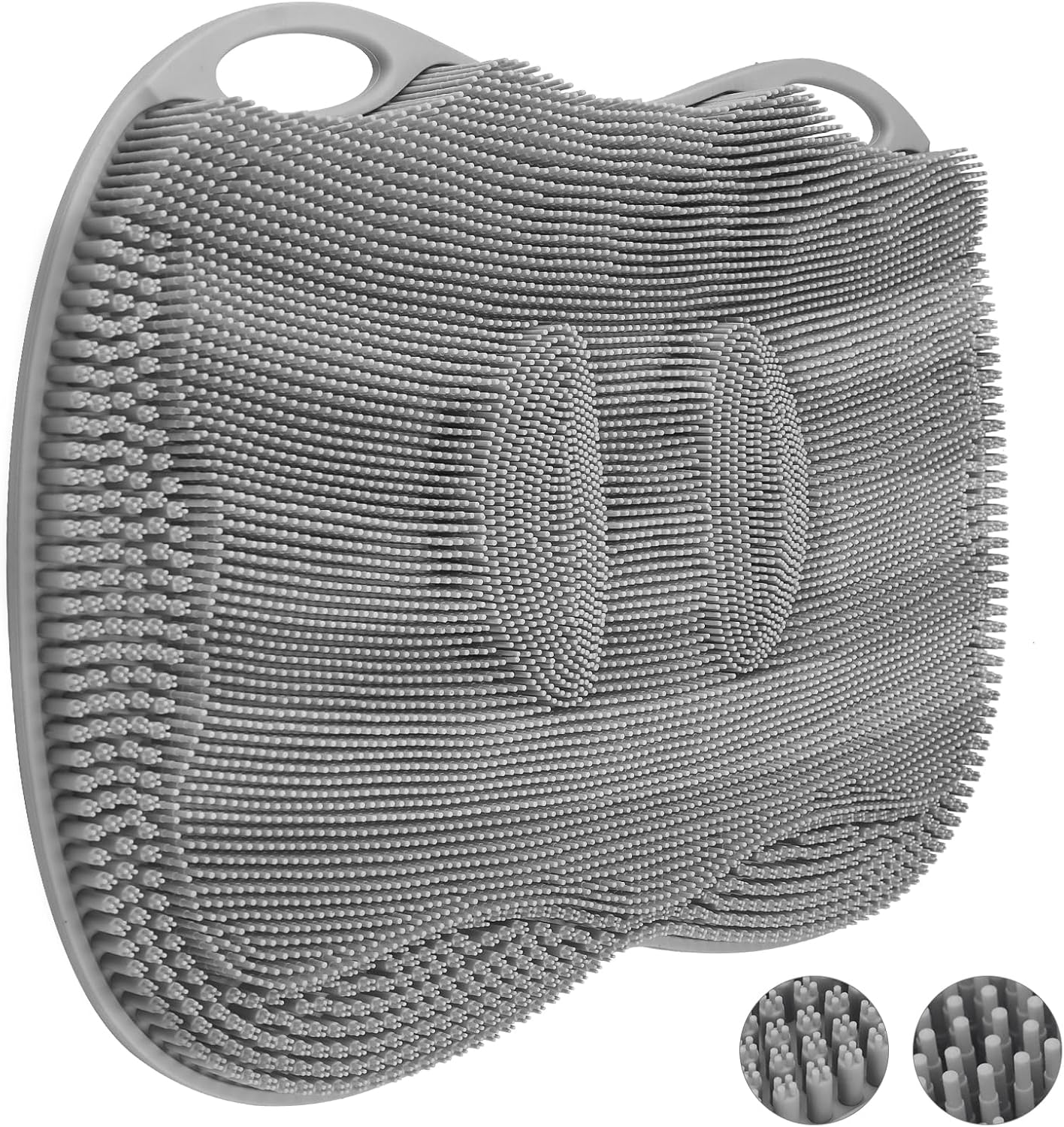 XL Shower Foot Scrubber Mat, Silicone Feet Massage Cleaner Dead Skin Toes Clean Pad without Bending Non-slip Suction Cups -Improve Circulation for Feet Beauty Exfoliate Smooth Achy 17.2 * 13" Grey
