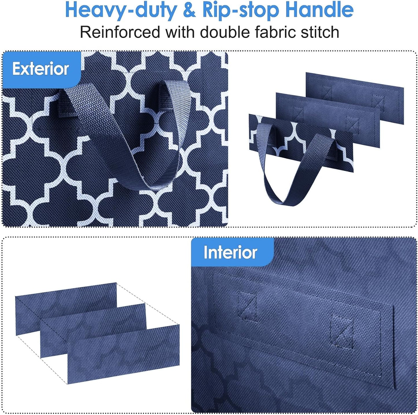 WISELIFE Storage Bags 8 Pack/100L Large Blanket Clothes Organization and Storage Containers for Comforters,Bedding, Foldable Organizer with Reinforced Handle, Clear Window, Sturdy Zippers,Blue