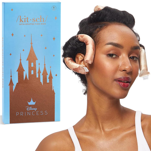 Disney & Kitsch Satin Heatless Curling Rod - Hair Curler Set, Heatless Curls Overnight, Hair Rollers for Soft Curls & Frizz-Free Styling, No Heat Curlers To Sleep in - 6pcs, Disney Princess