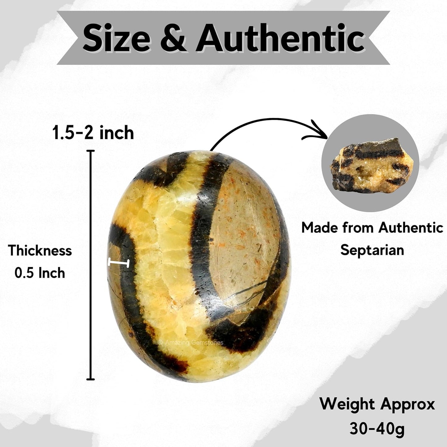 Amazing Gemstone Septarian Crystals and Healing Stones - Large Palm Stone Crystals Piedra - Crystal for Good Luck, Balanced Positive Energy, Meditation - Unique Stocking Stuffers, Gifts for Women, Men