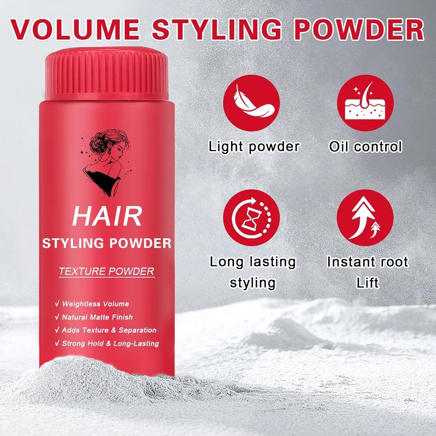 DAMUSI Hair Texture Styling Powder for Men & Women, Mattifying Hair Texturizing Volume Powder with Matte Finish, Strong Hold, Easy to Apply for All Hair Styles 0.52 Oz(Pack of 2)