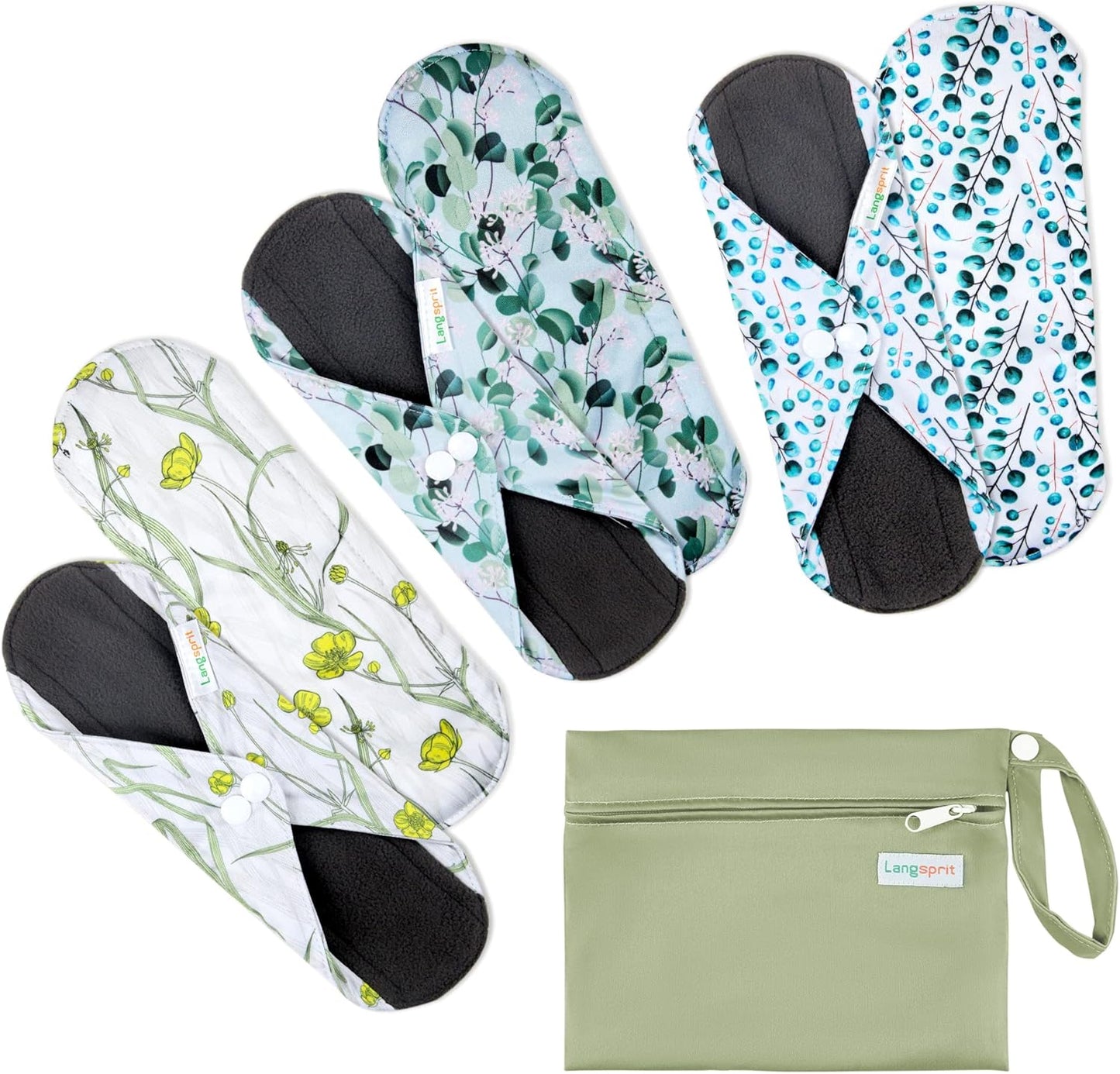 7pcs Set 1 pc Mini Wet Bag +6pcs Absorbent Reusable Sanitary Pads/Washable Cloth Menstrual Pads(Autumn,M)…