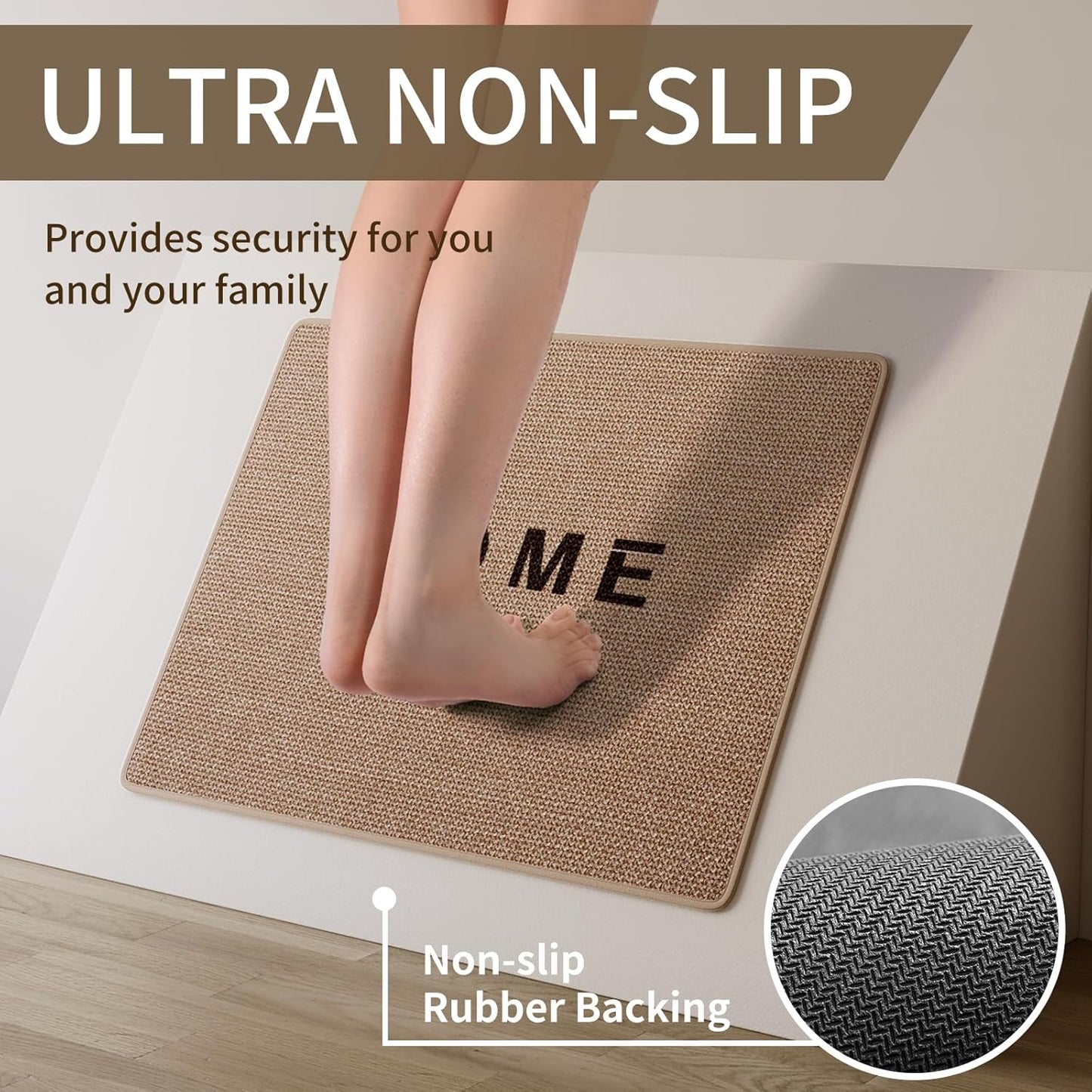 Brown Bath Mat Bathroom Rugs, Ultra Thin Bath Mats Fit Under Door Bathroom Floor, Super Absorbent Quick Dry Machine Washable Bath Rug Shower Mat, Non Slip Rubber Backing, 24" x 35"
