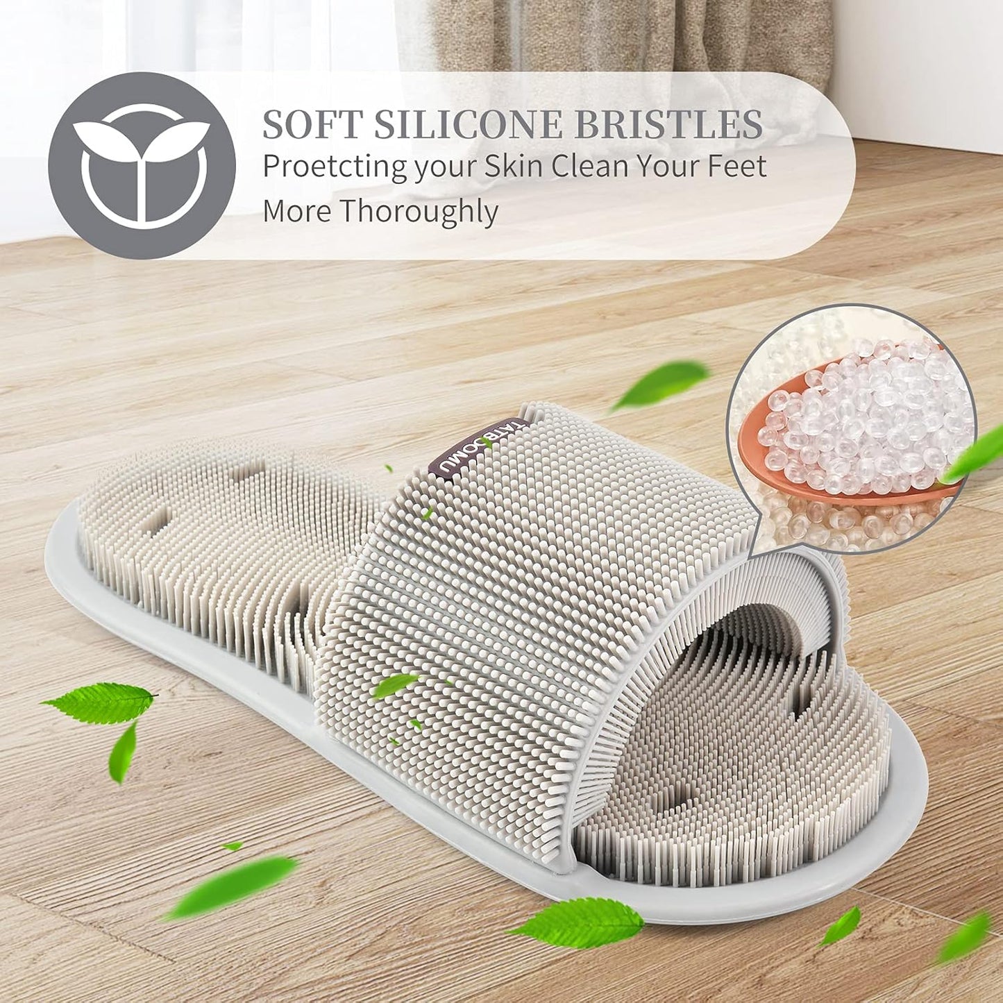 Shower Foot Scrubber,Soft Silicone Bristles with Non-Slip Suction Cups - Cleans,Smooths,Exfoliates & Massages Your Feet Without Bending,Improve Circulation & Soothes Tired Feet (1PCS Gray)