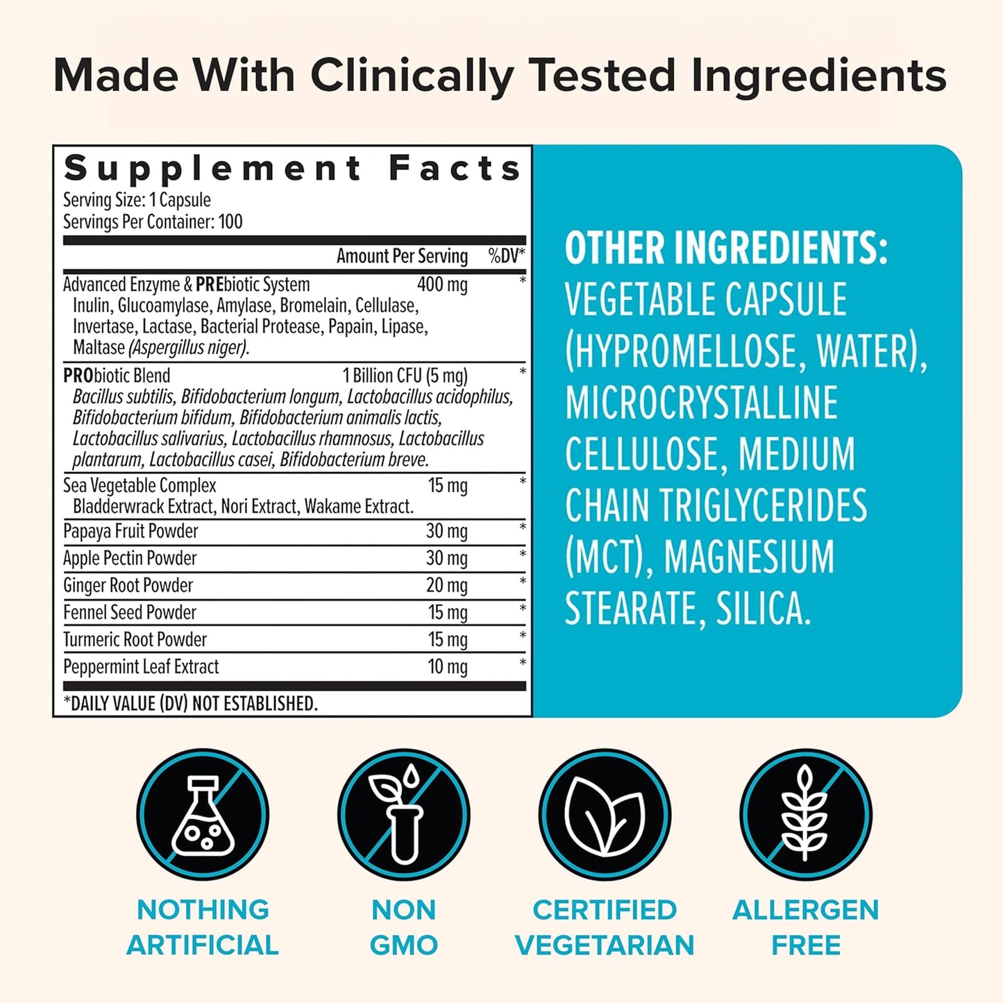 Zenwise Health Digestive Enzymes for Gut Health & Bloating Relief - Multi Enzymes Digestion Supplement with Probiotics, Bromelain & Papaya for Digestive Health Support - Men & Women - 100 Count