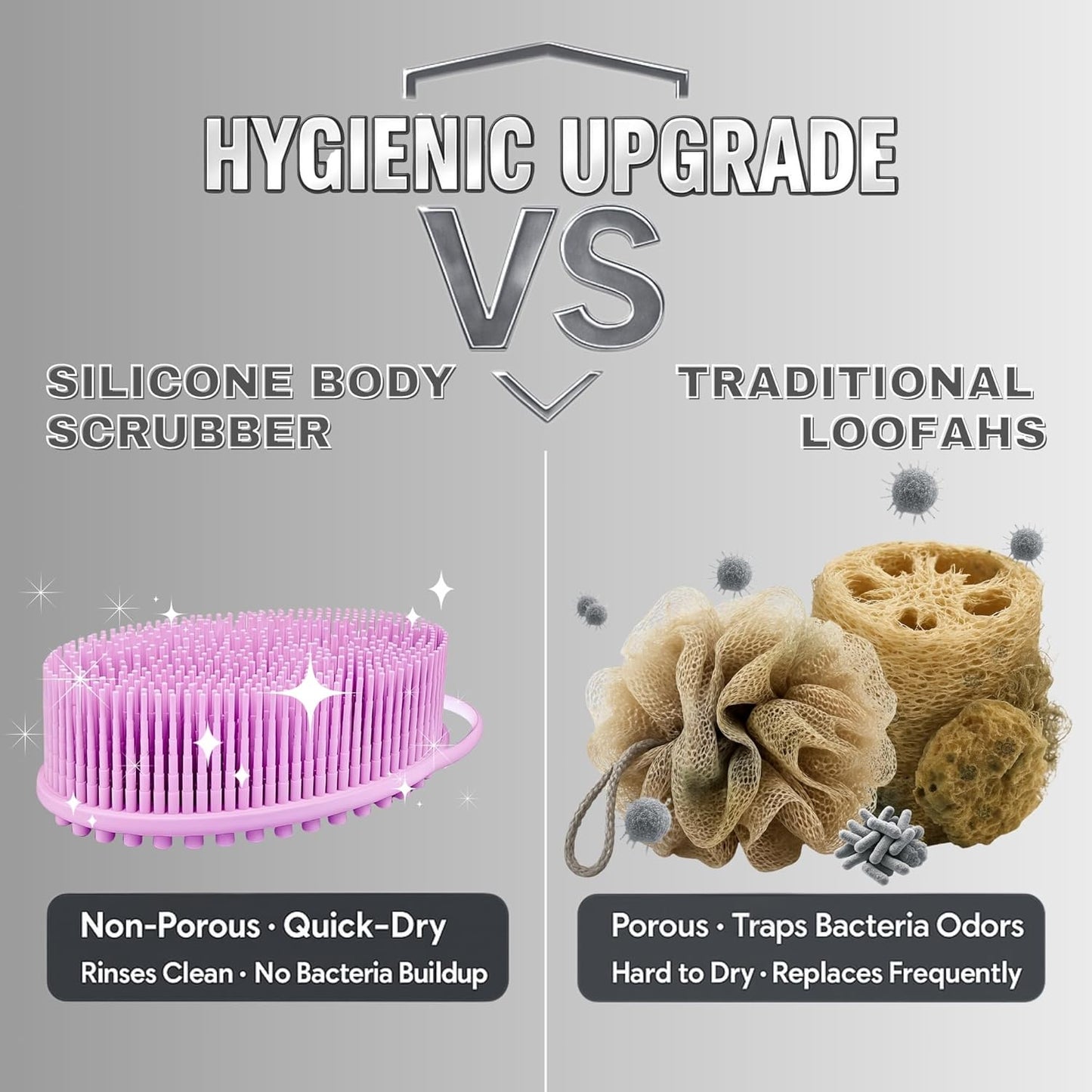 Avilana Silicone Body Scrubber - Food Grade & Lab Tested, Gentle Exfoliating Shower Brush for All Skin Types, Hygienic Quick-Dry Loofah Alternative