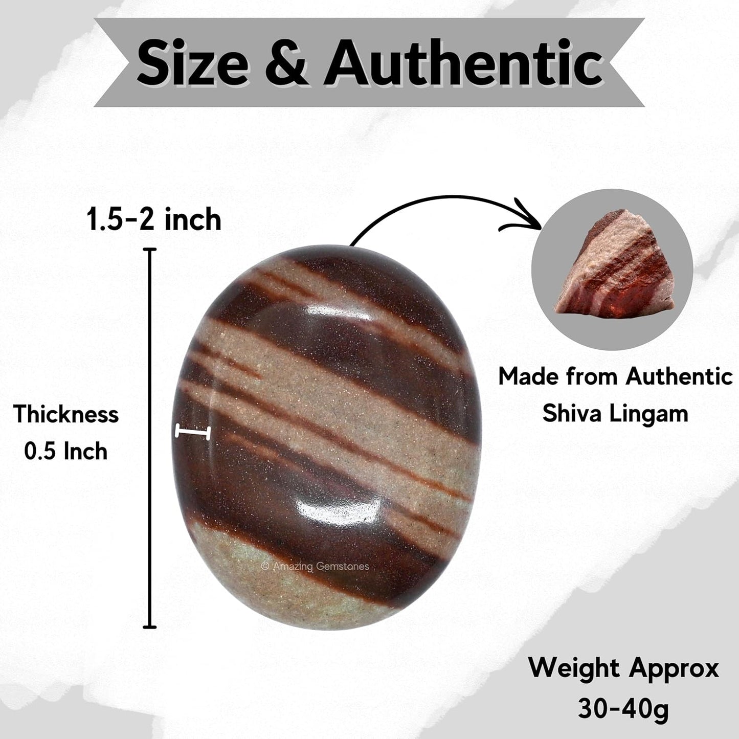 Amazing Gemstone Narmada Shiva Lingam Crystals and Healing Stones - Large Palm Stone Crystals Piedra - Crystal for Good Luck, Positive Energy, Meditation - Unique Stocking Stuffers Gifts for Women