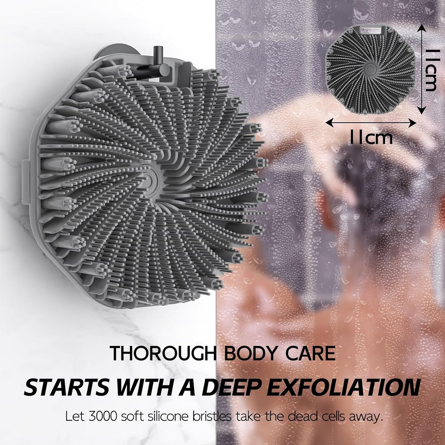 Silicone Body Scrubber, Exfoliating Body Wash Scrubbers Exfoliator, Shower Body Brush for Effective Showering Exfoliation and Gentle Massage (Gray)
