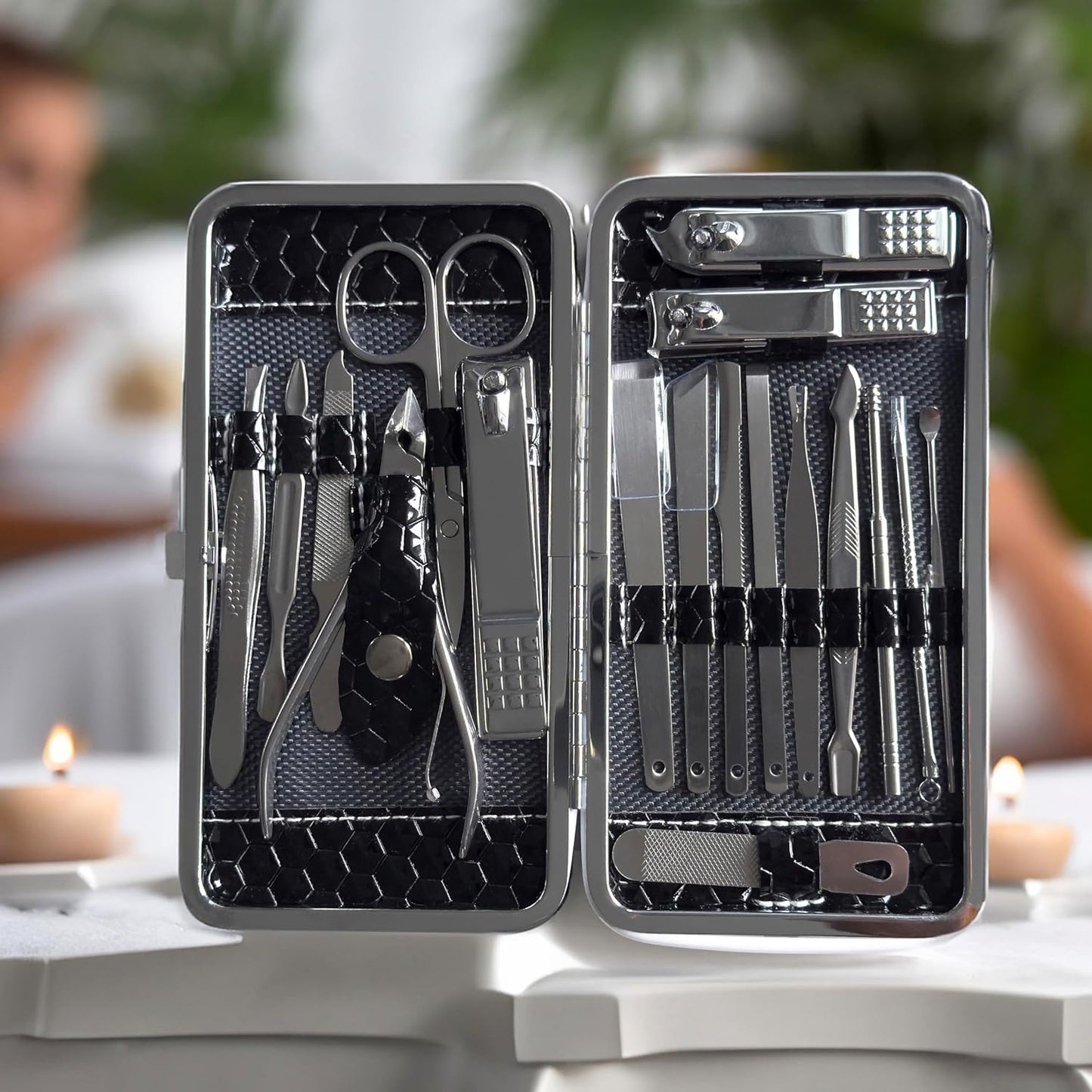 Nail Clippers Set - Fingernail and Toenail Clipper Cutters, Manicure Pedicure Kit - 18 Pieces Stainless Steel Professional Grooming Kits - Manicure Kit for Women and Men